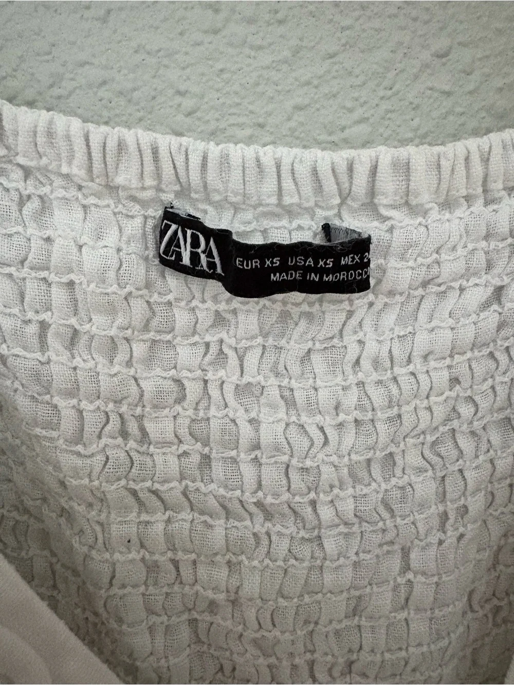 Zara White Puff-Sleeve Tie-Front Crop Blouse